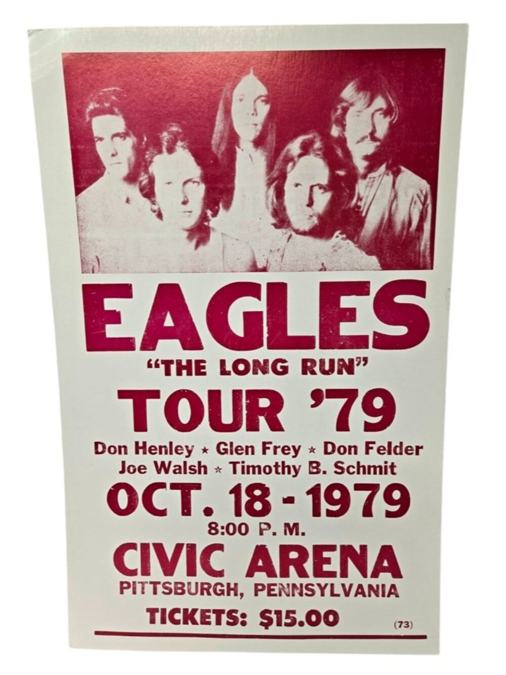EAGLES 1979 Long Run Tour Poster Pittsburgh Civic Arena 14x22 Heavy Cardstock
